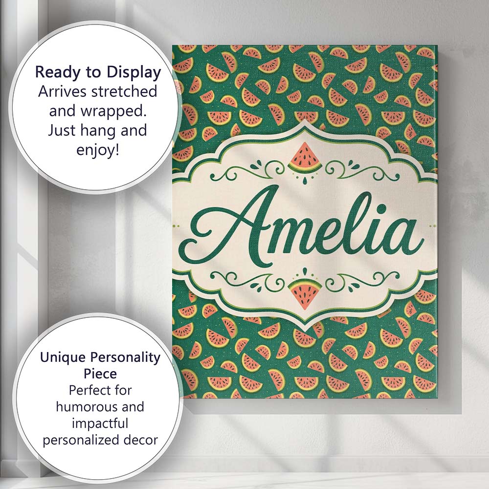 Personalised Name Dark Green Background Custom  Modern Room Accent Elegant Feature Canvas Wall Art Print Decor Picture Ready to Hang