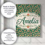 Personalised Name Dark Green Background Custom  Modern Room Accent Elegant Feature Canvas Wall Art Print Decor Picture Ready to Hang