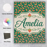 Personalised Name Dark Green Background Custom  Modern Room Accent Elegant Feature Canvas Wall Art Print Decor Picture Ready to Hang