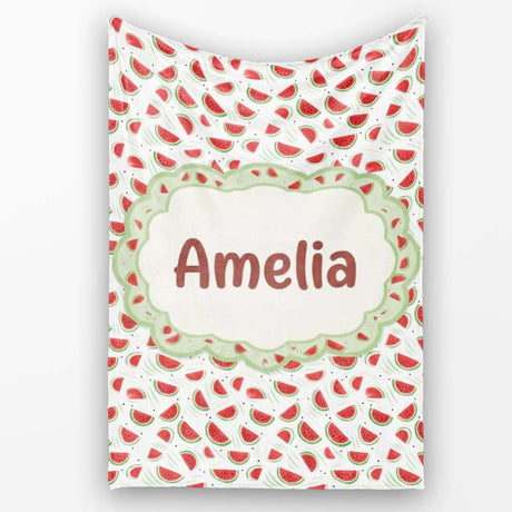Minimal Watermelon Slice Scatter Seamless Pattern Name Cute Unique  Personalised Custom Name Super Soft Fleece Blanket Bed Sofa Throw