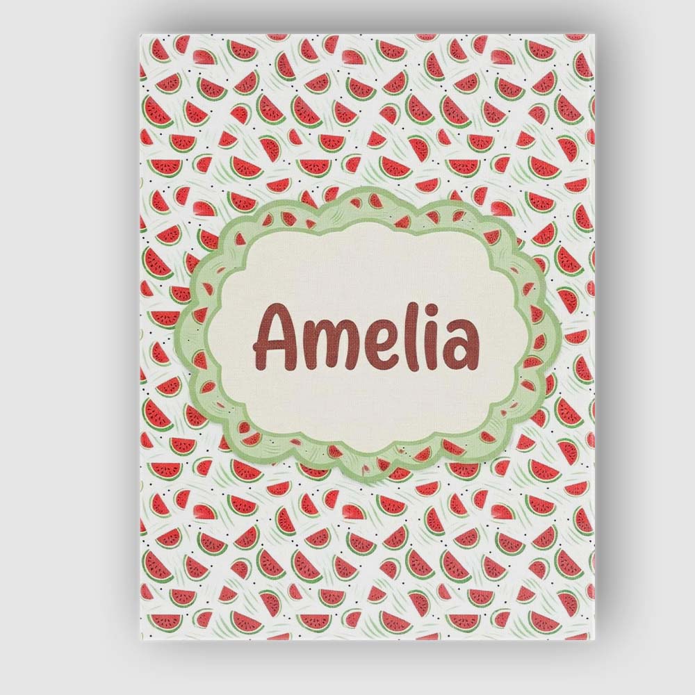 Personalised Name Minimal Watermelon Slice Custom  Unique Gift Idea Elegant Feature Canvas Wall Art Print Decor Picture Ready to Hang