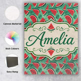Personalised Name Textured Green Watermelon Custom  Bespoke Interior Contemporary Canvas Wall Art Print Decor Picture Ready to Hang