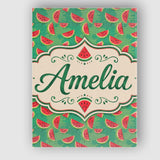 Personalised Name Watermelon Slices on Custom  Modern Room Accent Elegant Feature Canvas Wall Art Print Decor Picture Ready to Hang