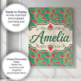 Personalised Name Watermelon Slices on Custom  Modern Room Accent Elegant Feature Canvas Wall Art Print Decor Picture Ready to Hang
