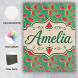 Personalised Name Watermelon Slices on Custom  Modern Room Accent Elegant Feature Canvas Wall Art Print Decor Picture Ready to Hang