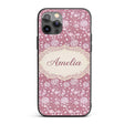 Vintage Pink Floral Botanical Garden Seamless Custom Name Protective Phone Case Mobile Cover Durable Everyday Smartphone Shock Resistant