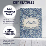 Personalised Name Blue Floral Vine Classic Custom  Unique Gift Idea Elegant Feature Canvas Wall Art Print Decor Picture Ready to Hang