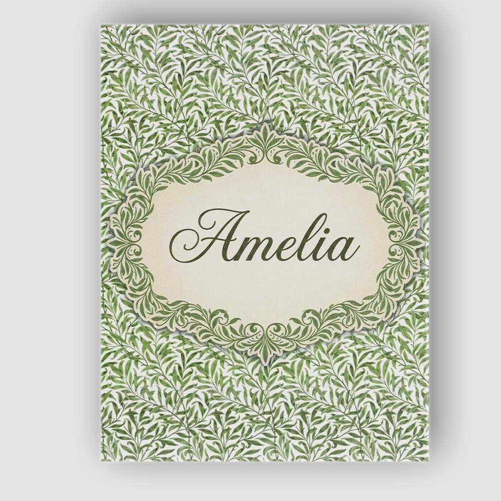 Personalised Name Green Leaf Botanical Custom  Modern Room Accent Elegant Feature Canvas Wall Art Print Decor Picture Ready to Hang