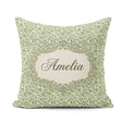 Custom Name Green Leaf Botanical Nature Repeat Pattern Name Cute Square Filled Cushion Throw Pillow Sofa Bed Home Decor Zip Washable UK Made