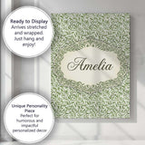 Personalised Name Green Leaf Botanical Custom  Modern Room Accent Elegant Feature Canvas Wall Art Print Decor Picture Ready to Hang