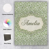Personalised Name Green Leaf Botanical Custom  Modern Room Accent Elegant Feature Canvas Wall Art Print Decor Picture Ready to Hang