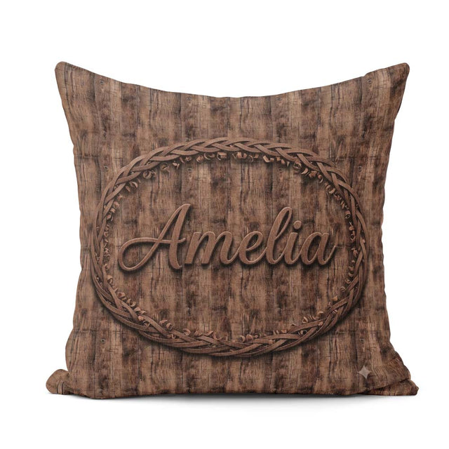 Custom Name Dark Rustic Plank Texture Seamless Pattern Name Cute Square Filled Cushion Throw Pillow Sofa Bed Home Decor Zip Washable UK Made