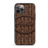 Dark Rustic Wooden Plank Texture Seamless Pattern Custom Name Protective Phone Case Mobile Cover Durable Everyday Smartphone Shock Resistant