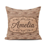 Custom Name Natural Wood Grain Rings Texture Seamless Name Cute Square Filled Cushion Throw Pillow Sofa Bed Home Decor Zip Washable UK Made