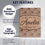 Personalised Name Natural Wood Grain Rings Custom  Unique Gift Idea Elegant Feature Canvas Wall Art Print Decor Picture Ready to Hang