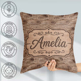 Custom Name Natural Wood Grain Rings Texture Seamless Name Cute Square Filled Cushion Throw Pillow Sofa Bed Home Decor Zip Washable UK Made