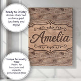 Personalised Name Natural Wood Grain Rings Custom  Unique Gift Idea Elegant Feature Canvas Wall Art Print Decor Picture Ready to Hang