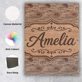 Personalised Name Natural Wood Grain Rings Custom  Unique Gift Idea Elegant Feature Canvas Wall Art Print Decor Picture Ready to Hang