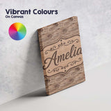 Personalised Name Natural Wood Grain Rings Custom  Unique Gift Idea Elegant Feature Canvas Wall Art Print Decor Picture Ready to Hang