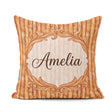 Custom Name Warm Brown Wood Plank Vertical Texture Seamless Name Square Filled Cushion Throw Pillow Sofa Bed Home Decor Zip Washable UK Made