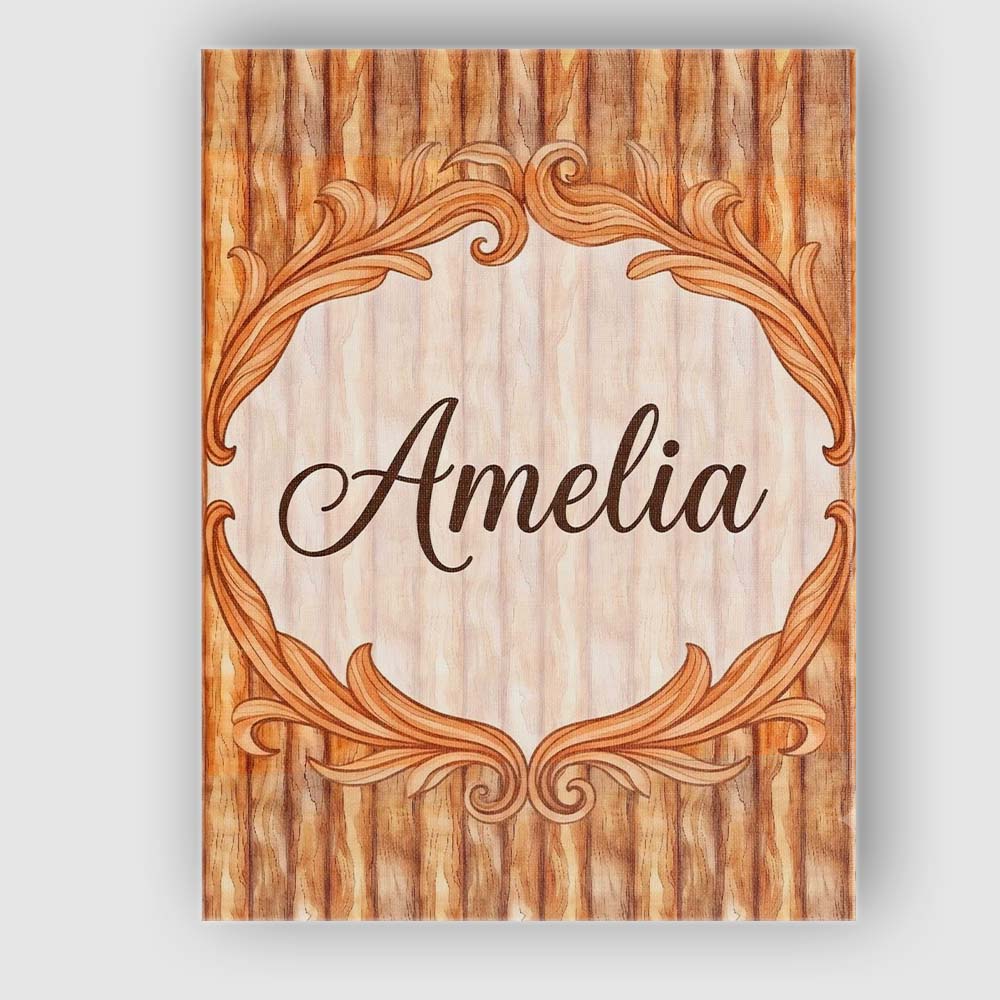 Personalised Name Warm Brown Wood Plank Custom  Modern Room Accent Elegant Feature Canvas Wall Art Print Decor Picture Ready to Hang