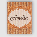 Personalised Name Warm Brown Wood Plank Custom  Modern Room Accent Elegant Feature Canvas Wall Art Print Decor Picture Ready to Hang