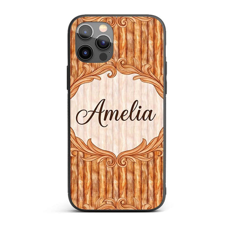 Warm Brown Wood Plank Vertical Texture Seamless Custom Name Protective Phone Case Mobile Cover Durable Everyday Smartphone Shock Resistant