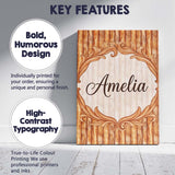 Personalised Name Warm Brown Wood Plank Custom  Modern Room Accent Elegant Feature Canvas Wall Art Print Decor Picture Ready to Hang