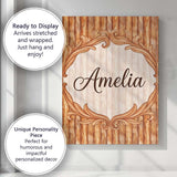 Personalised Name Warm Brown Wood Plank Custom  Modern Room Accent Elegant Feature Canvas Wall Art Print Decor Picture Ready to Hang