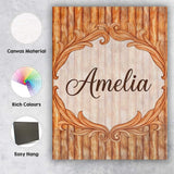 Personalised Name Warm Brown Wood Plank Custom  Modern Room Accent Elegant Feature Canvas Wall Art Print Decor Picture Ready to Hang