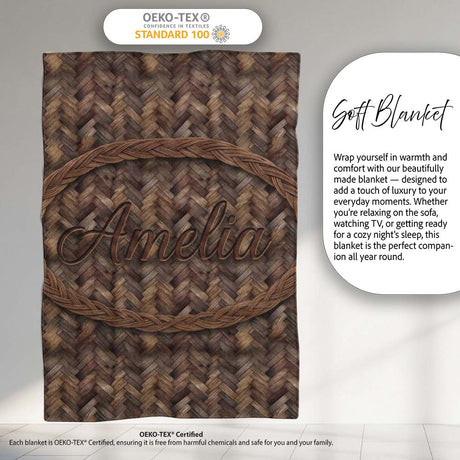 Herringbone Wood Flooring Parquet Seamless Pattern Name Cute Unique  Personalised Custom Name Super Soft Fleece Blanket Bed Sofa Throw