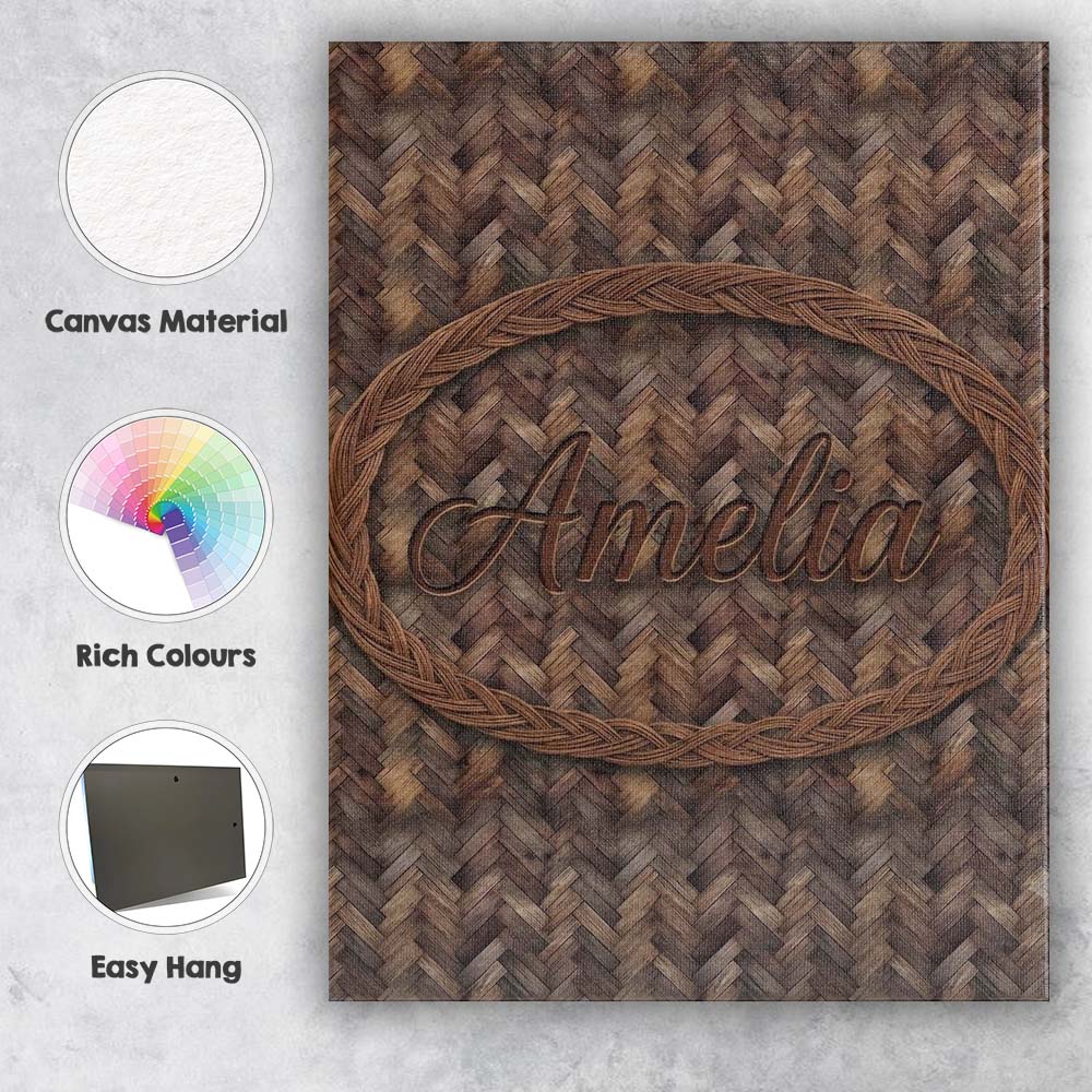 Personalised Name Herringbone Wood Flooring Custom  Bespoke Interior Contemporary Canvas Wall Art Print Decor Picture Ready to Hang