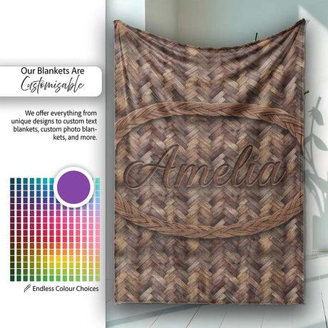 Herringbone Wood Flooring Parquet Seamless Pattern Name Cute Unique  Personalised Custom Name Super Soft Fleece Blanket Bed Sofa Throw