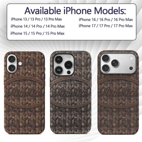 Herringbone Wood Flooring Parquet Printed Design Custom Name Protective Phone Case Mobile Cover Durable Everyday Smartphone Shock Resistant