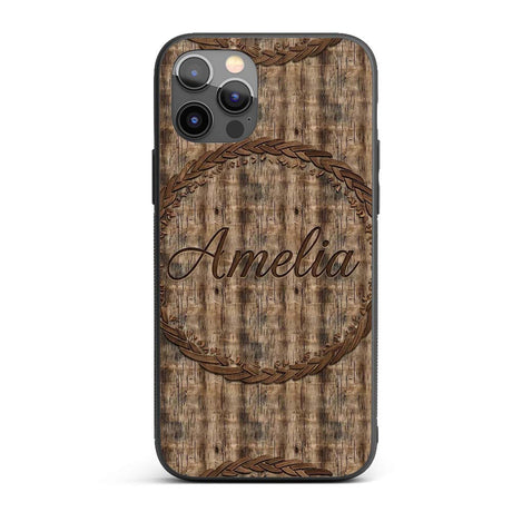 Dark Rustic Wooden Plank Texture Seamless Pattern Custom Name Protective Phone Case Mobile Cover Durable Everyday Smartphone Shock Resistant