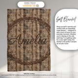 Dark Rustic Wooden Plank Texture Seamless Pattern Name Cute Unique  Personalised Custom Name Super Soft Fleece Blanket Bed Sofa Throw