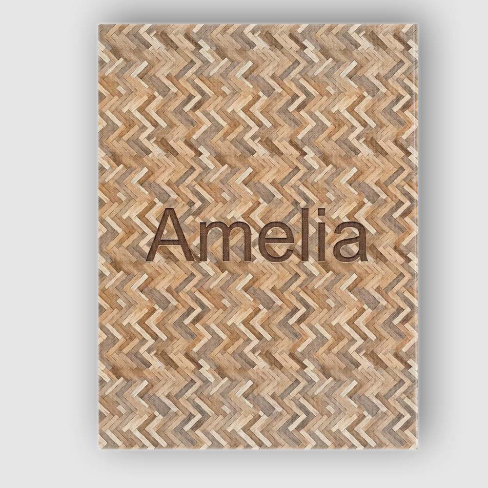 Personalised Name Light Oak Herringbone Custom  Modern Room Accent Elegant Feature Canvas Wall Art Print Decor Picture Ready to Hang