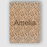 Personalised Name Light Oak Herringbone Custom  Modern Room Accent Elegant Feature Canvas Wall Art Print Decor Picture Ready to Hang