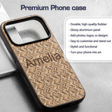 Light Oak Herringbone Wood Flooring Seamless Custom Name Protective Phone Case Mobile Cover Durable Everyday Smartphone Shock Resistant