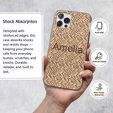 Light Oak Herringbone Wood Flooring Seamless Custom Name Protective Phone Case Mobile Cover Durable Everyday Smartphone Shock Resistant