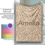 Light Oak Herringbone Wood Flooring Seamless Pattern Name Cute  Personalised Custom Name Super Soft Fleece Blanket Bed Sofa Throw