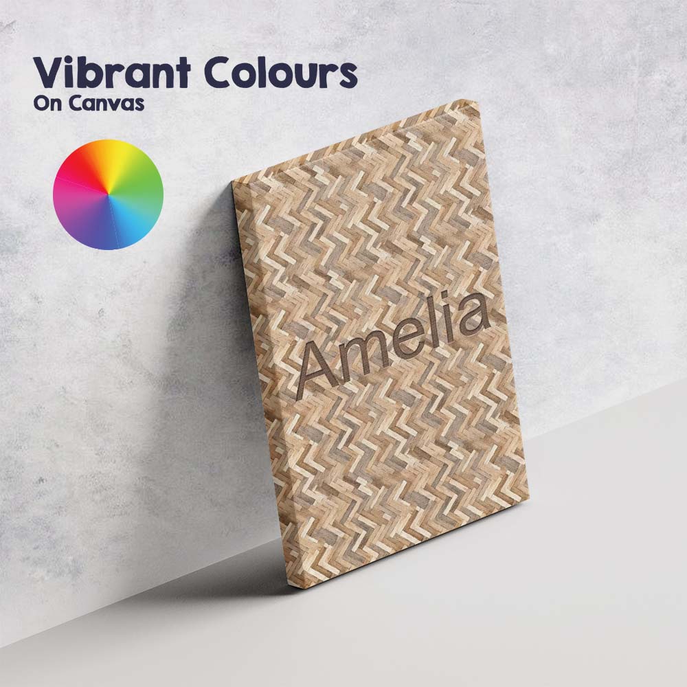 Personalised Name Light Oak Herringbone Custom  Modern Room Accent Elegant Feature Canvas Wall Art Print Decor Picture Ready to Hang