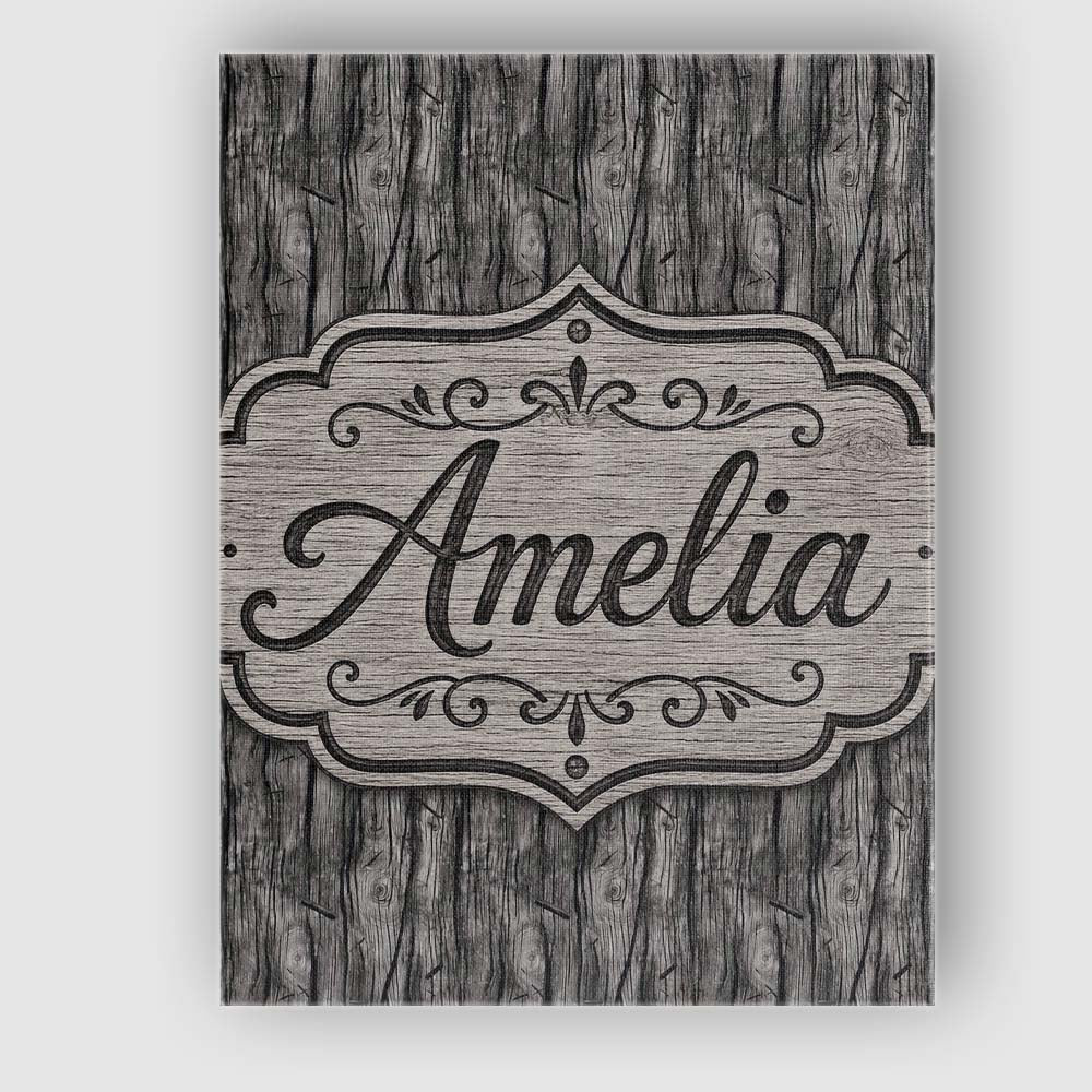 Personalised Name Dark Weathered Wooden Custom  Modern Room Accent Elegant Feature Canvas Wall Art Print Decor Picture Ready to Hang