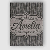 Personalised Name Dark Weathered Wooden Custom  Modern Room Accent Elegant Feature Canvas Wall Art Print Decor Picture Ready to Hang