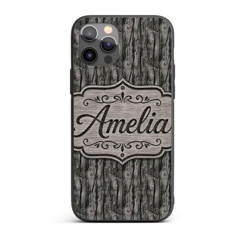 Dark Weathered Wooden Planks Rustic Seamless Custom Name Protective Phone Case Mobile Cover Durable Everyday Smartphone Shock Resistant