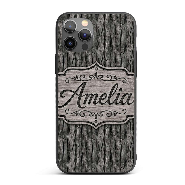 Dark Weathered Wooden Planks Rustic Seamless Custom Name Protective Phone Case Mobile Cover Durable Everyday Smartphone Shock Resistant