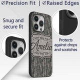 Dark Weathered Wooden Planks Rustic Seamless Custom Name Protective Phone Case Mobile Cover Durable Everyday Smartphone Shock Resistant