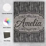 Personalised Name Dark Weathered Wooden Custom  Modern Room Accent Elegant Feature Canvas Wall Art Print Decor Picture Ready to Hang