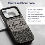 Dark Weathered Wooden Planks Rustic Seamless Custom Name Protective Phone Case Mobile Cover Durable Everyday Smartphone Shock Resistant