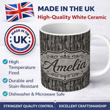Personalized Custom Name Dark Weathered Wooden Planks Rustic Seamless Pattern Name Cute 11oz Ceramic Coffee Tea Mug White Large Handle